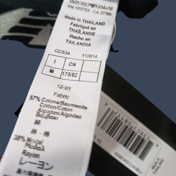 Emporio Armani Mens Modal Briefs  Stylish Logo Waistband Black/Beige Medium - Picture 8 of 9